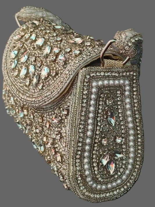 sliver stone clutch bag