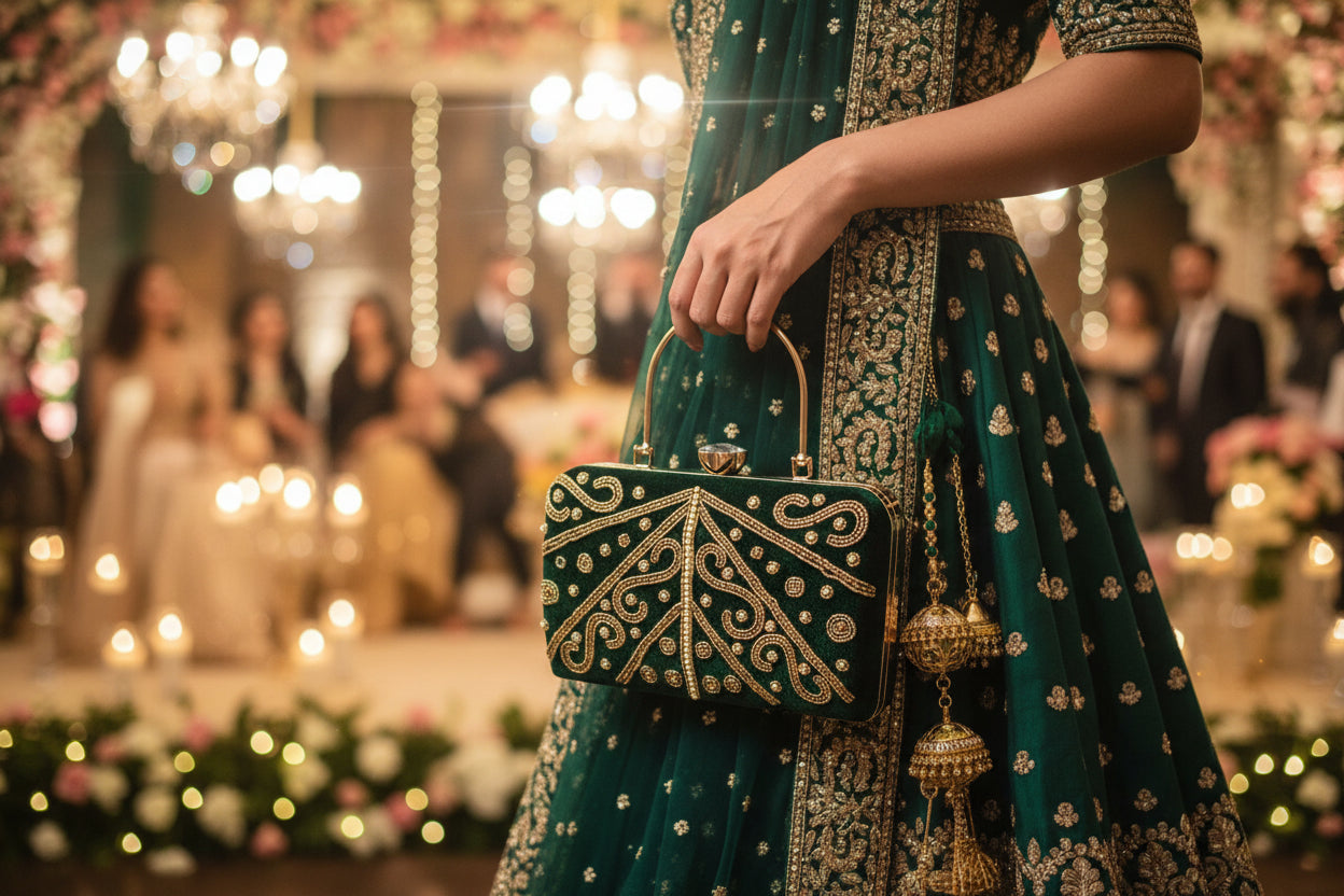 Emerald Velvet Clutch