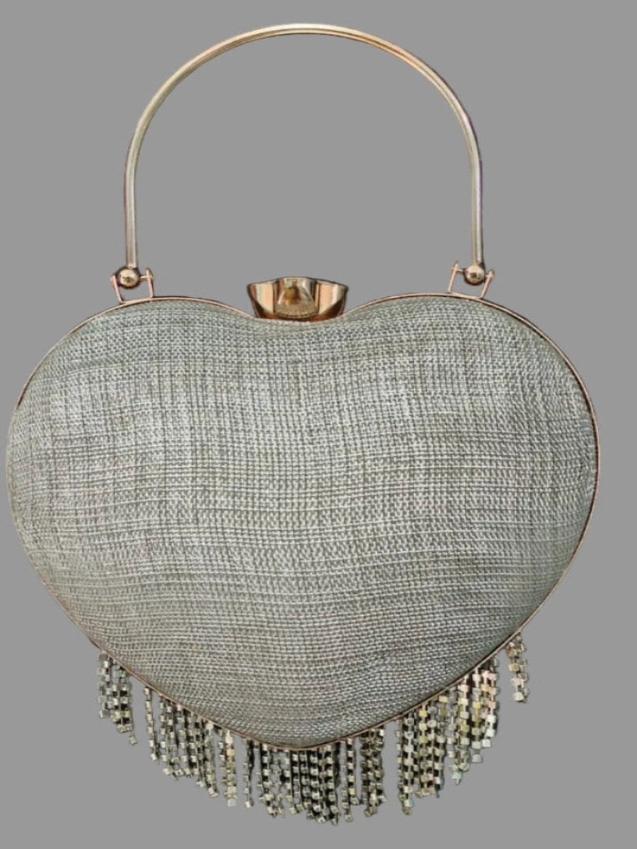 Sliver fringe clutch bag