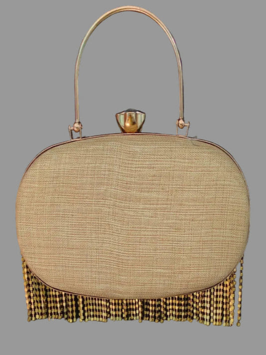 Golden Crystal Fringe Bridal Clutch bag