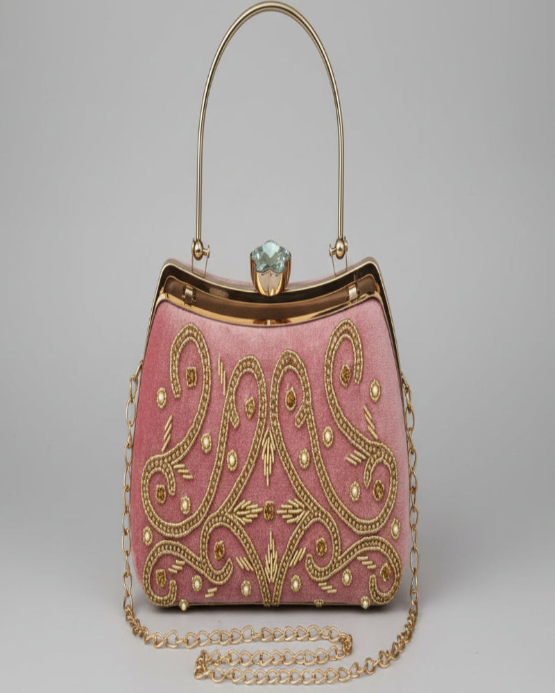 Pink-toned with intricate beadwork