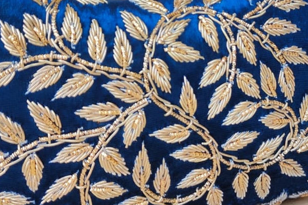 Royal Blue Velvet Zardozi  Clutch