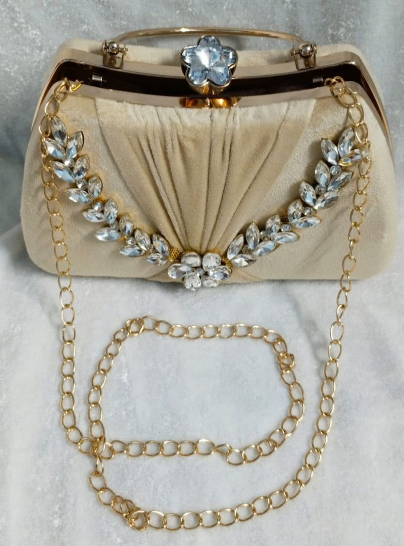 Ivory stone clutch bag