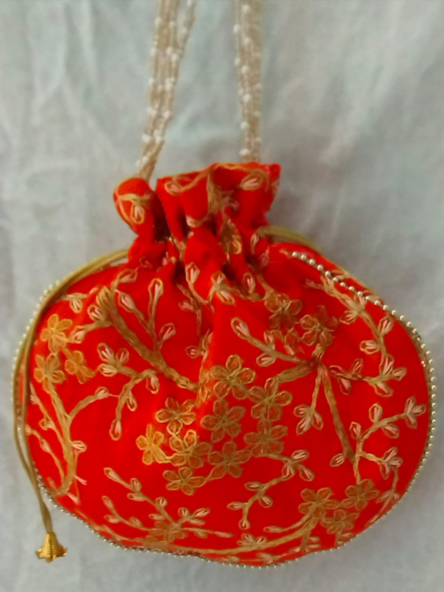 Festive Orange Potli Bag