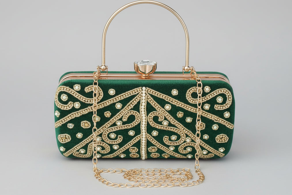Emerald Velvet Clutch