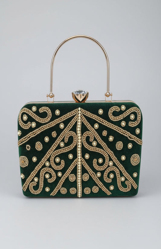Emerald Velvet Clutch