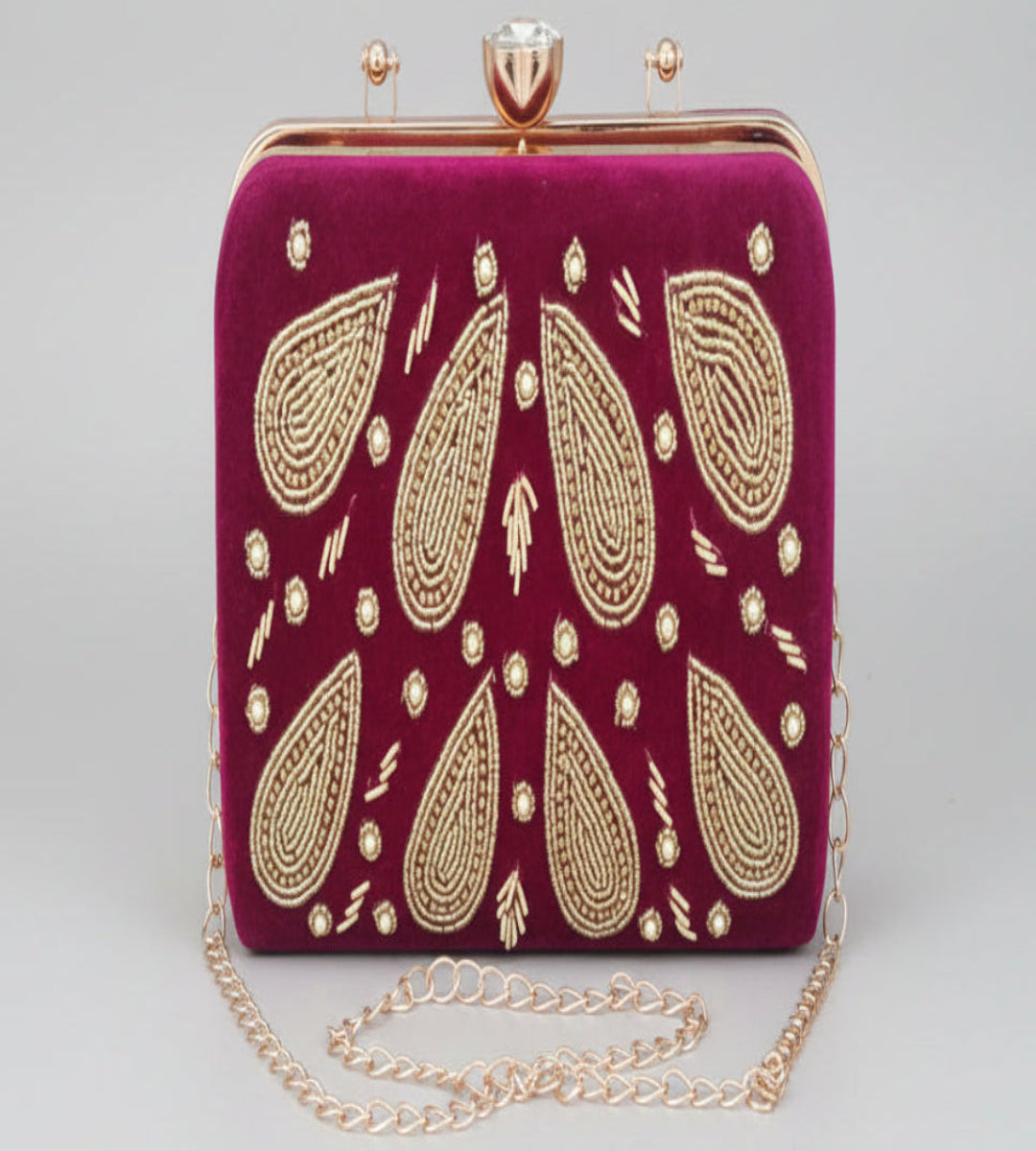 Plum clutch bag