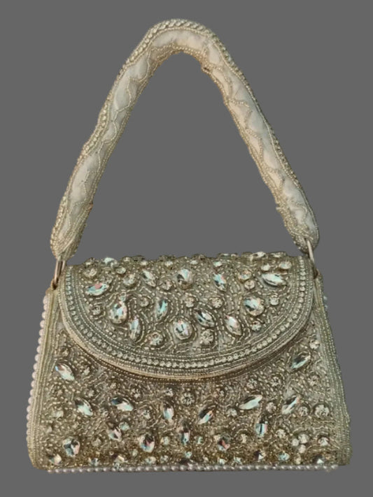 sliver stone clutch bag